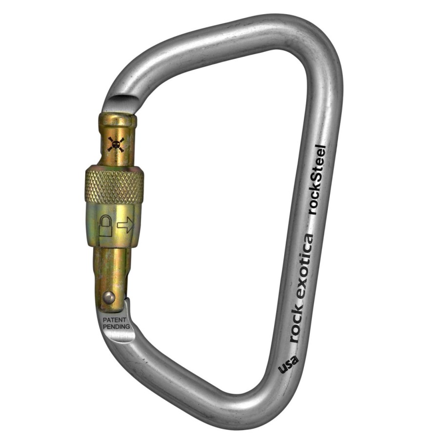 Carabiners & Quickdraws * | Rock Exotica Rocksteel Screw-Lock Silver